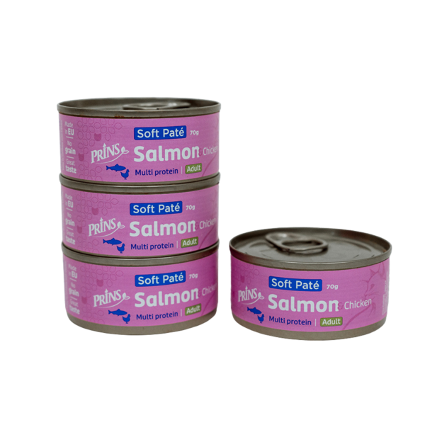PRINS Wet Food – Paté z lososom in s piščancem 70g