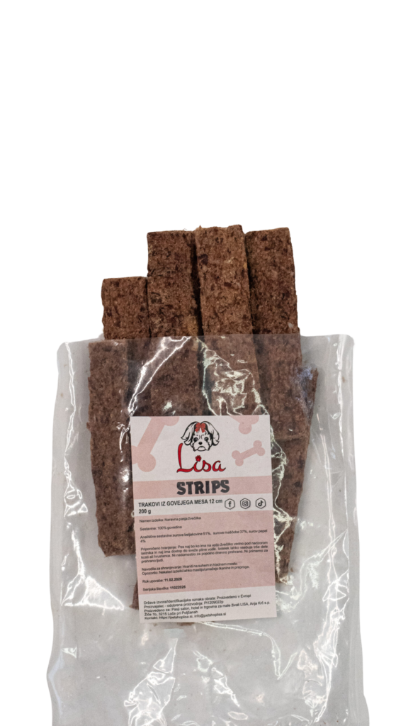 LISA STRIPS – trakovi iz govejega mesa 12cm, 200g