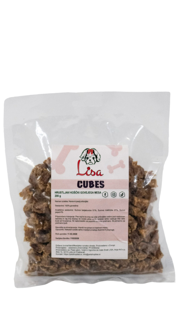 LISA CUBES – hrustljavi koščki govejega mesa, 200g