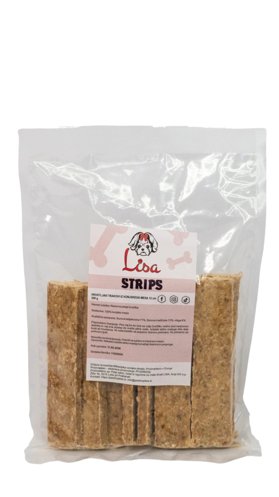 LISA STRIPS – hrustljavi trakovi iz konjskega mesa 12cm, 200g